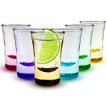 volila Shot Glasses - 25ml (6 Pack) Heavy Base Shot Glass - Coloured Shot Glasses Set for Alcohol Shots, Vodka, Expresso, Tequila & Desserts - Durable and Reusable Shot Glasses for Home, Bars & Party