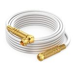 RG6 Quad Shield Coaxial Cable 20 Feet, 90 Degree Angled Cable Cord for TV Cable Wire, Coax Cable 20 Ft