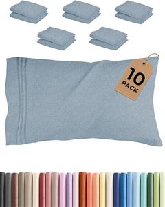 King Pillow Cases Set of 10 - Ultra Soft Hotel Quality Pillowcase Covers - Comfy & Wrinkle Free - Shrink, Stain and Fade Resistant - Machine Washable Pillow Protectors - 10 Piece Set - Heathered Blue