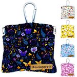 Raisingwell Dog Treat Pouch, Pocket Sized Pet Training Pouch, Cotton Fabric, Hand Free Purple Flower Dog Walking Bag with Carabiner, Self-Closing Pet Feed Snack Reward, for Puppy Travel or Outdoor Use