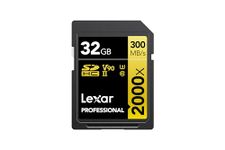 Lexar Professional 2000x SD Card 32GB, SDHC UHS-II Memory Card, Up to 300MB/s Read, 260MB/s Write, Class 10, U3, V90 SDHC Card for DSLR, Full-HD Cinema-Quality 8K Video Cameras (LSD2000032G-BNNAG)