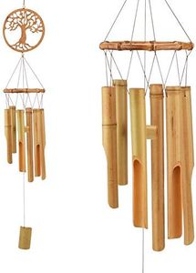 XINRUI Bamboo Wind Chimes, Tree of Life Wooden Wind Chime Kit Natural Decor Music Soothing Wind Bell Hanger Wind Chime Tubes Clearance Gifts for Garden, Outdoor, Outside, Patio and Home(34.5 inches)