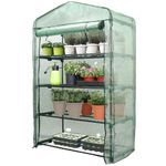 JonesHouseDeco Upgrade Wider 4-Tier Greenhouse Vegetable 102x49x158 cm Portable Mini Greenhouse Planter for Indoors and Outdoors Clear PE Cover Roll Up Zip Closure G310A01 (PE Wider 4 Tier)