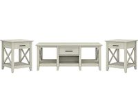 Bush Furniture Key West Coffee Set of 2 End Tables, Linen White Oak