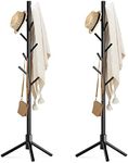 Haddockway Wooden Coat Rack Stand with 8 Hooks New Zealand Pine 3 Adjustable Coat Standing Tree Easy Assembly for Coats, Hats, Scarves and Handbags for Entryway, Hallway, Bedroom, Office,2 PCS