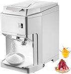 VEVOR Ice Shaver Machine Electric, Snow Cone Machine Commercial 265 LBS/H, Shaved Ice Machine w/Ice Hopper & Lid, 250W Ice Crusher w/Drain Pipe Tabletop Shaved Ice Maker w/Adjustable Fineness White