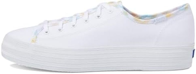 Keds Women's Triple Kick Canvas Sneaker, White/Multi Gingham Binding, 7.5 US