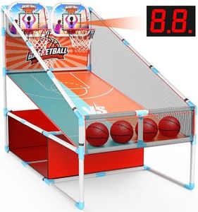 2 Players Arcade Basketball Game Set LED Light Electronic Scoreboard Basketball Hoop for Kids 3-12 Years Old Indoor Outdoor Sport Play Toys Carnival Games Boys Girls Toddlers Birthday Gift