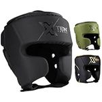 XTEN SPORTS Boxing Headguard, MMA Training Headgear, Kickboxing, Sparring, Taekwondo, Karate, Martial Arts, Muay Thai, BJJ, Adult Multilayered Head Face Protection (Matte Black, Medium)