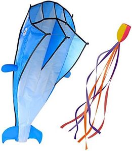 Large Dolphin Blue Kite, Frameless Soft Parafoil Giant 3D Kite IMAGE Breeze Beach Kites for outdoor, beach