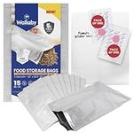 15x 5 Gallon Wallaby Mylar Bag Bundle - Silver (5 Mil) With 20 Single Sealed Oxygen Absorbers & Labels - Resealable Zipper, FDA Grade, Air-Tight, Light-Blocking, for Long Term Food Storage