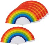 Juvale Folding Fans for Gay Pride Parades, Rainbow (9 In, 6 Pack)