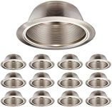TORCHSTAR 12-Pack 6 Inch Stylish Decor Recessed Light Trim, Step Baffle with Detachable Ring, Full Metal, Fit Halo/Juno Remodel Recessed Housing, Satin Nickel