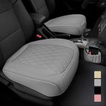 2 Pack Leather Front Car Seat Cover Bottom Car Seat, Anti-Slip and Full Wrap Driver Car Seat Protectors with Storage Pocket, Luxury Waterproof Bottom Auto Seat Cushion Pad Mat for Most Vehicles(Gray)