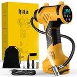 Ipflin Tyre Inflator Air Compressor - USB Rechargeable Battery Tyre Pump, 25L/min Portable Car Accessories, Digital Cordless Electric Pump with LED Light, 4 Preset Modes for Car/Bike/Motorcycle/Ball