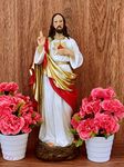 Breeze Handicrafts Resin Statues of Christian showpieces for Home Grotto Religious Gift to Priests Big Size Statuary for Schools and Churches (M1 SH Jesus Statue 18 INCHES)