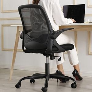 KERDOM Silla de Oficina Ergonómica, Silla de Escritorio con Reposabrazos Plegables, Silla de Computadora de Malla, Silla de Trabajo, Silla Ligera, Silla Giratoria de 360 °