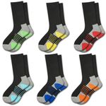 Comfoex Boys Crew Socks Half Cushioned Athletic Socks Calf Cotton Long Socks For Kids 4-6 6-8 8-10 Years Old 6 Pairs, Black 6 Pairs, 4-7 Years