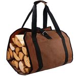 Firewood Log Carrier Bag, Waxed Canvas Log Tote Bag for Indoor Fireplace Log Holders with Handle Fire Wood Carriers for Outdoor Fire Pit Fireplace Tools Accessories Log Bag Hearth Stove Tools Bag