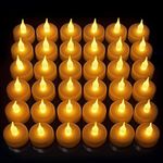 Led Tea Light Candle Diva 24 pcs Flameless LED Battery Operated Tealights, Smokeless Acrylic Decoration, Christmas,Birthday, Diwali Decorative Candles Amber Yellow