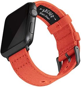 Archer Watch Straps - Canvas Watch Bands for Apple Watch (Tangelo Orange, Gray, 44/45/46/49mm)