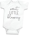 Bump and Beyond Designs Baby Girls Pregnancy Announcement For Grandparents Sweet Little Blessing Leotard White, 0-3 Months