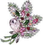 YOQUCOL Elegant Austrian Crystal Rhinestone Leaf Shape Bouquet Big Large Brooch Pin for Women and Girls