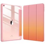 Fintie Hybrid Slim Case for iPad 9th / 8th / 7th Generation (2021/2020 / 2019) 10.2 Inch - [Built-in Pencil Holder] Shockproof Cover with Clear Transparent Back Shell, Sunset Ombre