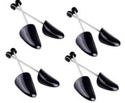 XINGZI 4 Pairs Men's Black Plastic Adjustable Length Shoe Trees Stretchers Boot Holder Shaper Organizers with Tension Spring Coil Great for All Shoes Keep Shape