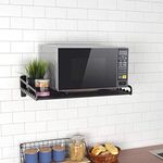 QIKEGooods Microwave Rack Shelf Black Storage Shelves Wall Mounted Space Aluminum Kitchen Storage Shelf