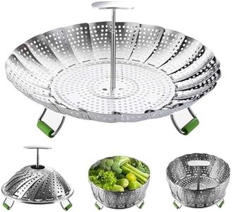 Steamer Basket, Veggie Steamer Basket for Cooking Stainless Steel Folding Vegetable Steamer Insert with Extending Removable Center Handle Expandable to Fit Various Size Pot(5.5" to 9")