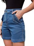 Miss Chase Women's Relaxed Fit High/Mid Rise Stretchable Denim Shorts (MCSS23DEN09-10-324-26, Colorado Blue, 26)