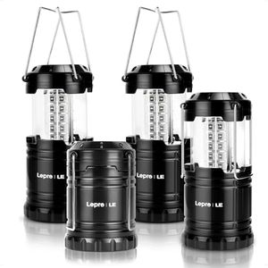 Lepro LED Camping Lantern Battery Powered, Super Bright, Collapsible, IPX4 Water Resistant, Outdoor Portable Lights for Emergency, Hurricane, Storms, Outages, 4 Packs