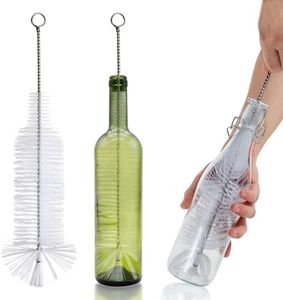 Gmonsen 17 Inch Long Bottle-Shape Brush for Cleaning Wine Bottle , Beer Bottle, Long Cup, Large Volume Cylinder (White)