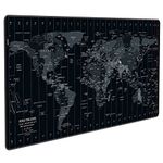 JIALONG Large Mouse Mat, Gaming Mouse Pad with Superior Micro-Weave Cloth, Comfortable Keyboard Pad, Desk Mat for Gamer Office Work Home, 900x400mm Black World Map