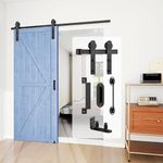 Arti-Life 6FT Sliding Barn Door Hardware Kit Heavy Duty-Smoothly and Quietly- Easy to Install with Adjustable Floor Guide, Door Hook and 2 Handles - Fit 1 3/8-1 3/4" Thickness(I Shape Hanger)