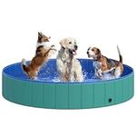 PawHut Φ63 Folding Dog Pool for Large Dogs, Portable Pet Kiddie Swimming Pool, Outdoor/Indoor Puppy Bath Tub with Nonslip Bottom for Dogs & Cats, Green