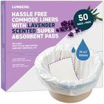 Lunderg Commode Liners with Lavender Scented Absorbent Pads - Value Pack Medical Grade 50 Count Universal Fit - Disposable Bedside Commode Liners and Pads for Adult Commode Chairs & Portable Toilets