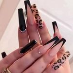 24 PCS Press on Nails French Fake Nails Leopard Print Fake Nails Rhinestone Fake Nails Long Fake Nails Gifts for Women and Girls (No.137)