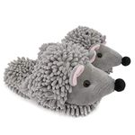 ofoot Womens & Childrens Cute Warm Fuzzy House Slippers Adult Furry Animal Shoes Non Slip Rubber Sole,Monkey Rabbit Koala Fox Owl Cat Lion Bunny Gorilla（Grey(Rat), UK 3-5）