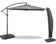 GardenCo 3m Cantilever Banana Parasol INCLUDES BASES & COVER - Hanging Parasol with Crank Handle - Outdoor Garden and Patio Sun Shade (Grey)