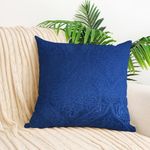 IVAZA Velvet Embossed Fabric Decorative Reversible Cushion Cover 12 x12 Inch - Set of 1, Soft Solid Damask Square Throw Pillow Covers for Sofa, Living Room or Home Decor - 30x30 cm Blue