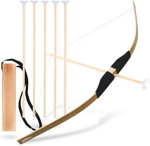 Kids Bow and Arrow Set, Handmade Archery Set Wooden Bow and Arrow, Toy Bow and Arrow Gifts for Kids Boys Girls - Perfect for Birthdays Christmas Halloween - 1 Bows 1 Quivers 5 Suction Cup Arrows
