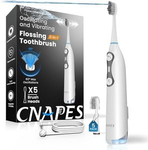 Electric Toothbrush with Water Flosser, 3-in-1 Sonic Brush & Oral Irrigator Combo for Adults, Cordless Brush & Floss System with 5 Brush Heads, 3 Modes, 30-Day Battery, for Braces & Sensitive Gums