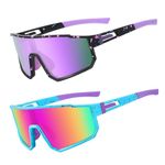 Derowern Youth Baseball Sunglasses, Kids Polarized Sports Sunglasses,UV400 Protection Glasses for Boys Girls Softball Cycling, Colorful&purple Lenses