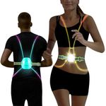 OrigCharge LED Running Vest, Reflective Running Lights Vest for Night Runners, Running High Visibility Vest for Women, Safety Reflective Belt for Men, Reflector Running Gear- IPX5 Waterproof