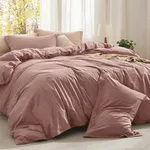 Bedsure Comforter Set Queen Size Pink Clay - Cotton Fabric with Microfiber Inner Fill, Queen Comforter Set for All Seasons, 3 Pieces, 1 Comforter (90"x90") and 2 Pillow Cases (20"x26")