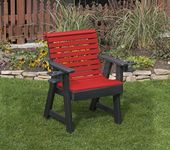 ECOMMERSIFY INC Bright RED-Poly Lumber ROLL Back Poly Resin 2 FEET Patio Garden Chair with Cupholder arms Heavy Duty Everlasting PolyTuf HDPE - Made in USA - Amish Crafted