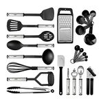 AGARO Galaxy 24 Pcs Kitchen Utensils Set, Nylon and Stainless Steel, Heat Resistant, Kitchen Cooking Utensils, Cookware Set with Spatula, Black