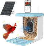 JEAPKA Smart Bird Feeder with Camera Solar Powered AI Identify Bird Species Bird Feeder Camera, 64G TF Card HD Auto Capture Bird & Motion Detection Bird House Bird Watching Feeder for Bird Lover